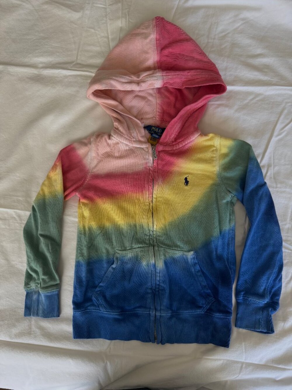 Polo Ralph Lauren Kids Rainbow Tie-Dye Zip-up Hoodie, Size 6